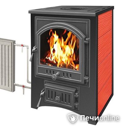 Печь-камин Везувий ПК-01(205) с теплообменником красный в Балашихе