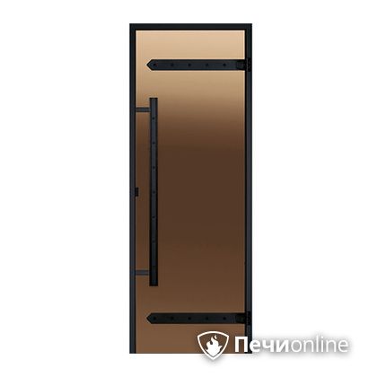Дверь для бани Harvia Стеклянная дверь для сауны LEGEND 7/19 черная коробка сосна бронза  D71901МL в Балашихе