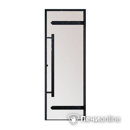 Дверь для бани Harvia Стеклянная дверь для сауны LEGEND 7/19 черная коробка сосна сатин D71905МL в Балашихе